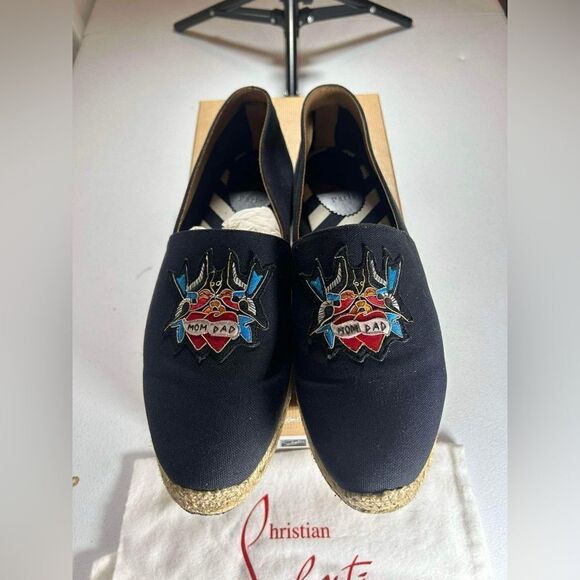 Christian Louboutin Sparrow Birds 'Mom & Dad' Tattoo Patch Espadrille 45 / US 12 - Picture 1 of 12